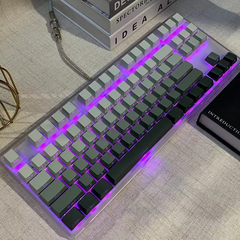 [จัดส่งภายใน 24 ชั่วโมง] K87-Key Mechanical Keyboard สีดําโปร่งใส RGB Symphony Light Green Axis แบบม