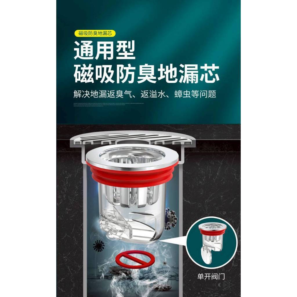 【MUSIHOME ถูกที่สุด】ที่ปิดท่อ พร้อมไส้กรองกันกลิ่นท่อระบายน้ำ กันแมลง ดักเศษผม ใช้งานง่าย RE901 Z5