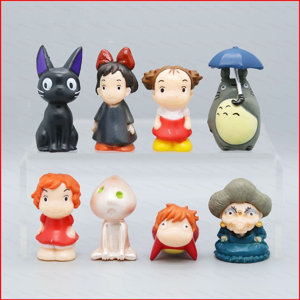 SY2 8pcs Ponyo บน Cliff Action Figure Ponyo Totoro Zeniba Ogino Chihiro ตุ๊กตาของเล่นเครื่องประดับขอ
