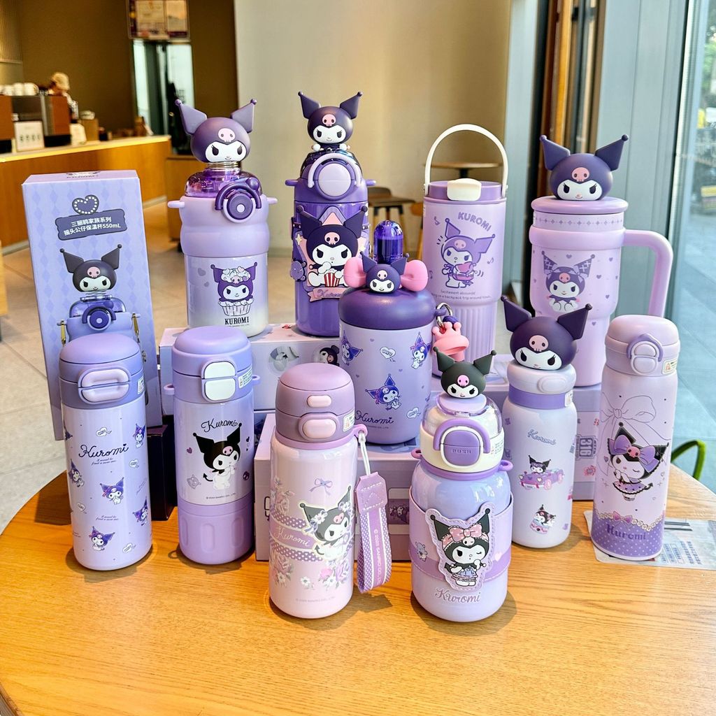 【สินค้าพร้อมส่ง】แก้วเก็บความเย็น Kuromi 316 สแตนเลส พร้อมหลอด แก้วกาแฟพกพาน่ารักสำหรับนักเรียน