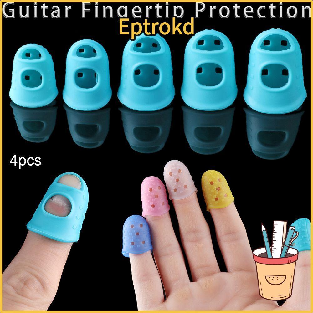 EPTRO 4 ชิ้น/เซ็ต Finger Guards XS/S/M/L/XL ซิลิโคน Antipain กีตาร์กดอุปกรณ์เสริม