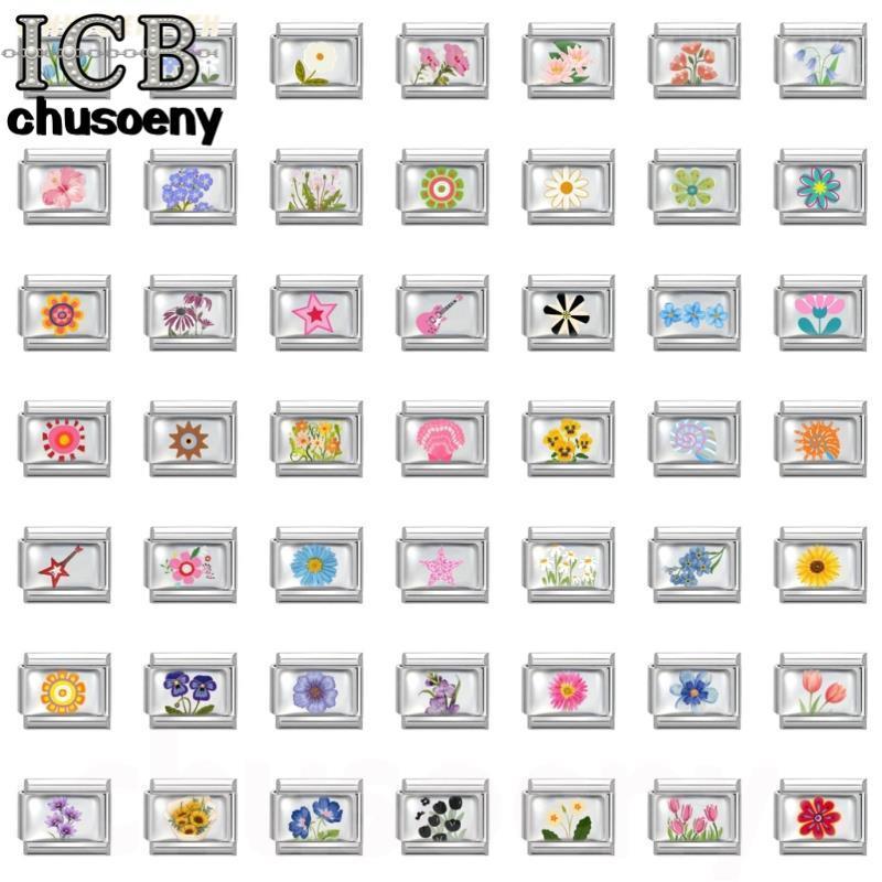 สร้อยข้อมือ charm ดอกไม้อิตาเลียน UV สแตนเลส สำหรับทำเครื่องประดับ