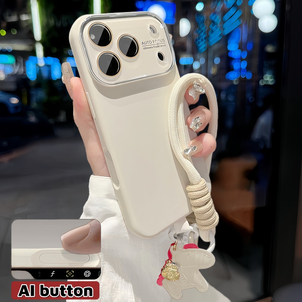 transform iPhone17Liquid Silicone pony lanyard case iPhone 14 15 16 17 Pro max เลนส์ป้องกันฝาครอบกันกระแทก