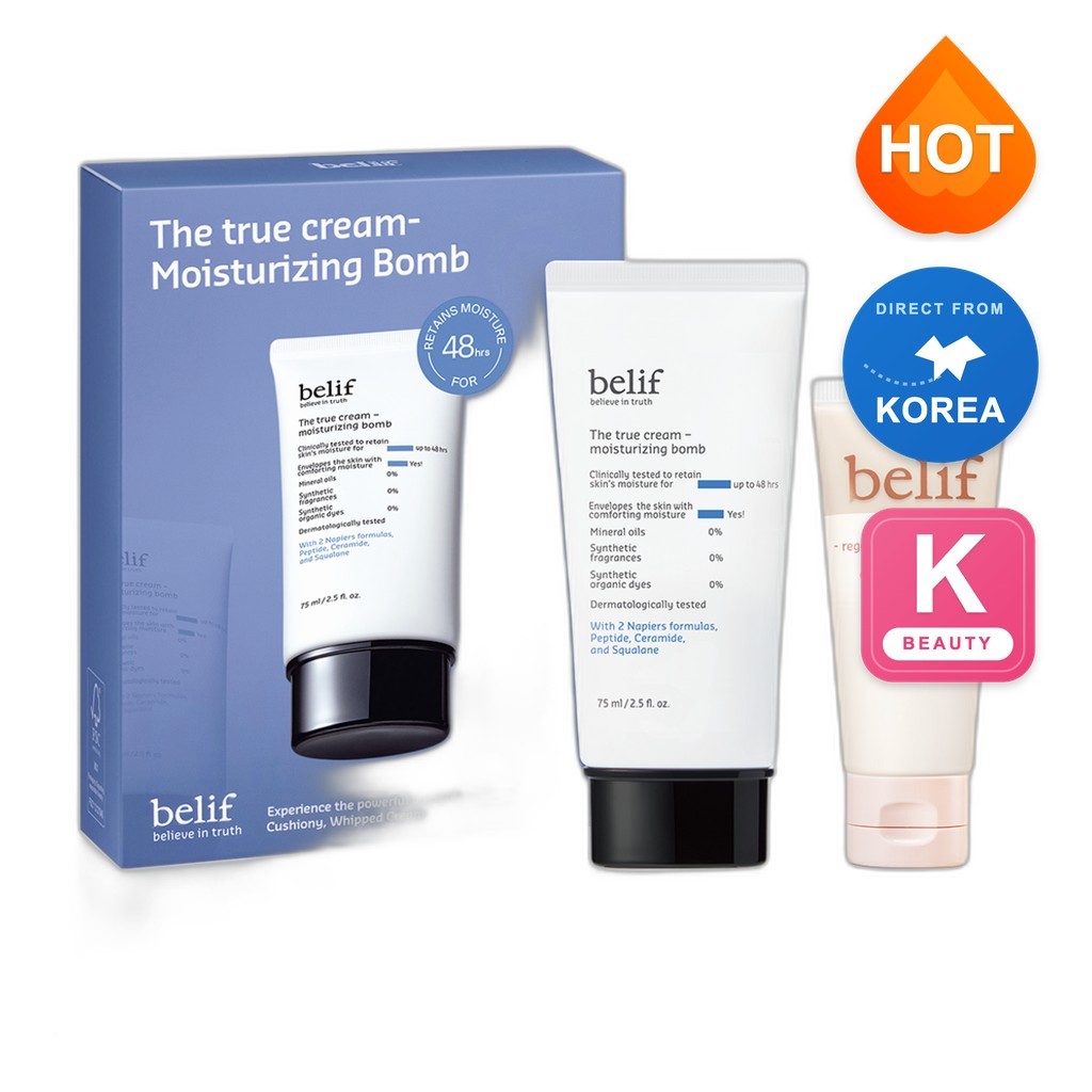 [belif] The True Cream - Moisturizing Bomb 75ml + Regenerating Night Mask 35ml, 1 ชิ้น / มอยเจอร์ไรเ
