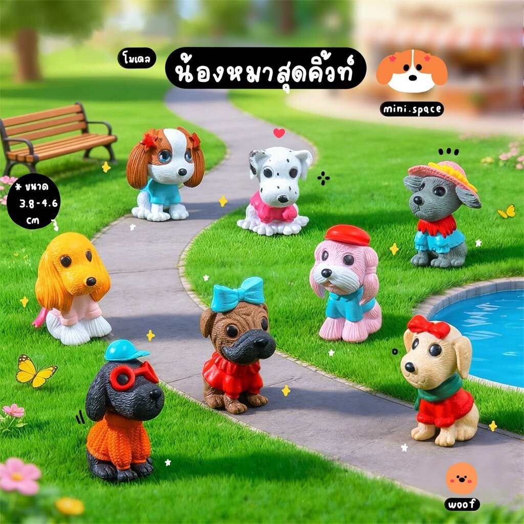 O-mini โมเดลหมา ตุ๊กตาหมาใส่เสื้อ ชุดแฟชั่น (ชุด 8 แบบ) MS4527 โมเดลจิ๋ว ฟิกเกอร์ ตุ๊กตาจิ๋ว สำหรับแต่งสวน แต่งบ้าน ต...