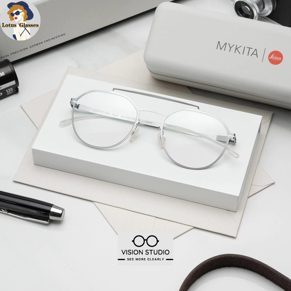 🍀แว่นสายตา MYKITA LEICA ML07 C544 Silver Leica Red