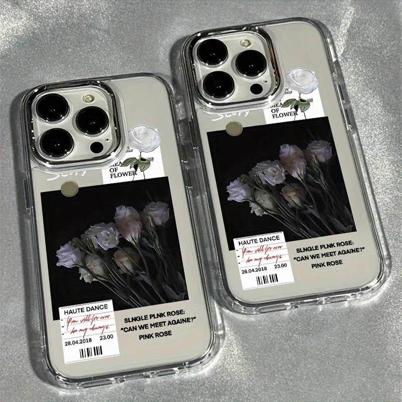 กรอบโลหะโปร่งใสกันกระแทกสําหรับiPhone 11 12 13 14 15 16 17 Pro Max XS X XR 7 8 Plus 16E 17 ทิวลิปดอกไม้ปก