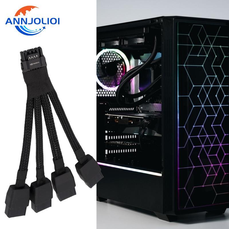 ANN 4x 8Pin ถึง 16Pin GPU สายไฟอะแดปเตอร์ 12VHPWR Connector สําหรับ RTX4090 สายไฟ GPU