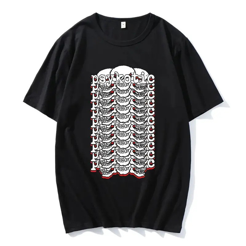 เสื้อยืดแขนสั้นแฟชั่นฮิปฮอป OsamaSon Psykotic สีแดง โลโก้สตรีทแวร์ ทรงหลวม เสื้อยืดผู้ชายลายกราฟิก เ