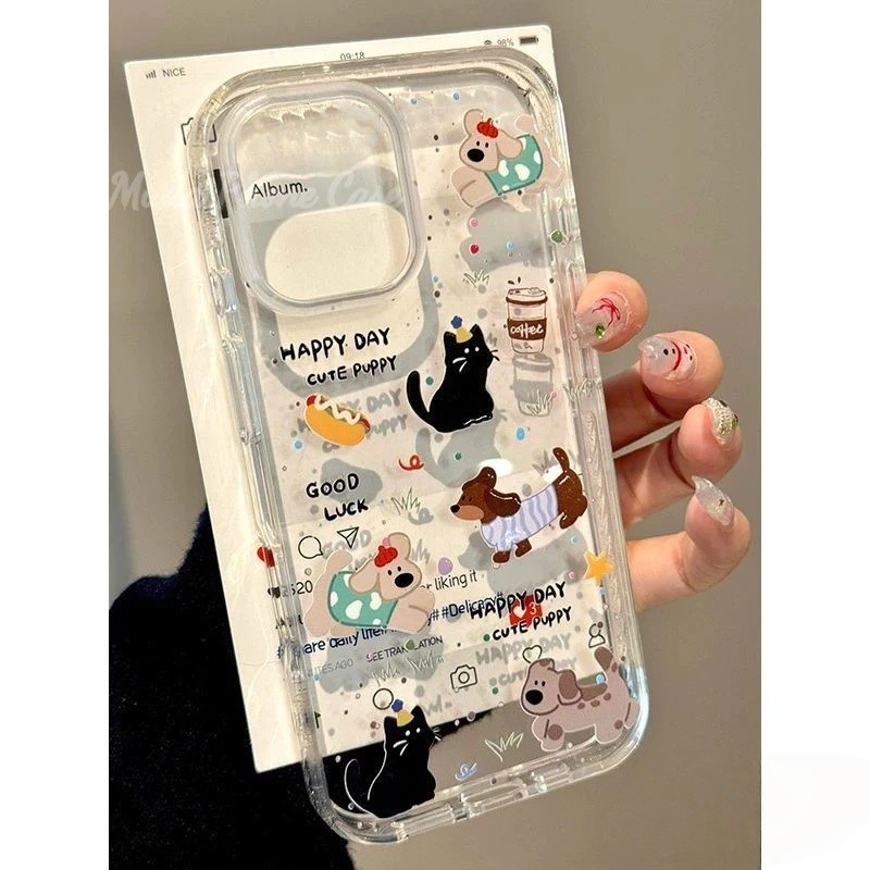 เคสไอโฟน15 16 สำหรับ iPhone 11 13 15 14 12 Pro Max 8Plus 7Plus XR 7 8 14 15 Plus X XS Max SE 2020 ปกแมวอาหารหวานน่ารัก