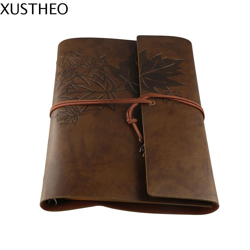 XUSTHEO Travelers Vintage Notebook, PU หนังกระดาษคราฟท์ PU หนังคราฟท์, สมุดโน๊ตแบบหลวม Binder หลวม Leaf Blank Retro Notebook Journal Diary