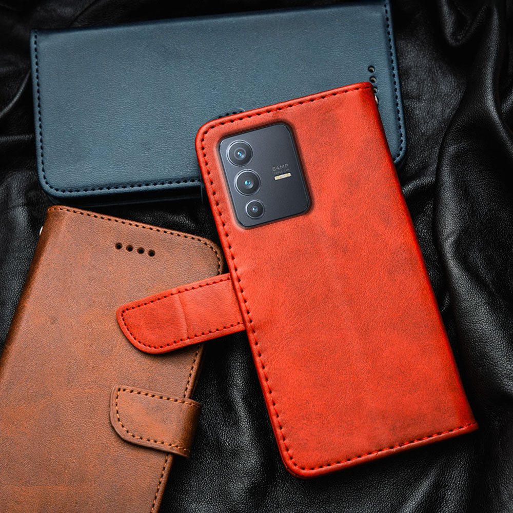 พรีเมี่ยมหรูหราหนังเคสโทรศัพท์สําหรับ Vivo V23 Pro 5G V2130 V2132 กระเป๋าสตางค์แบบพลิกด้านบนในตัวผู้ถือบัตร Kickstand กันกระแทก