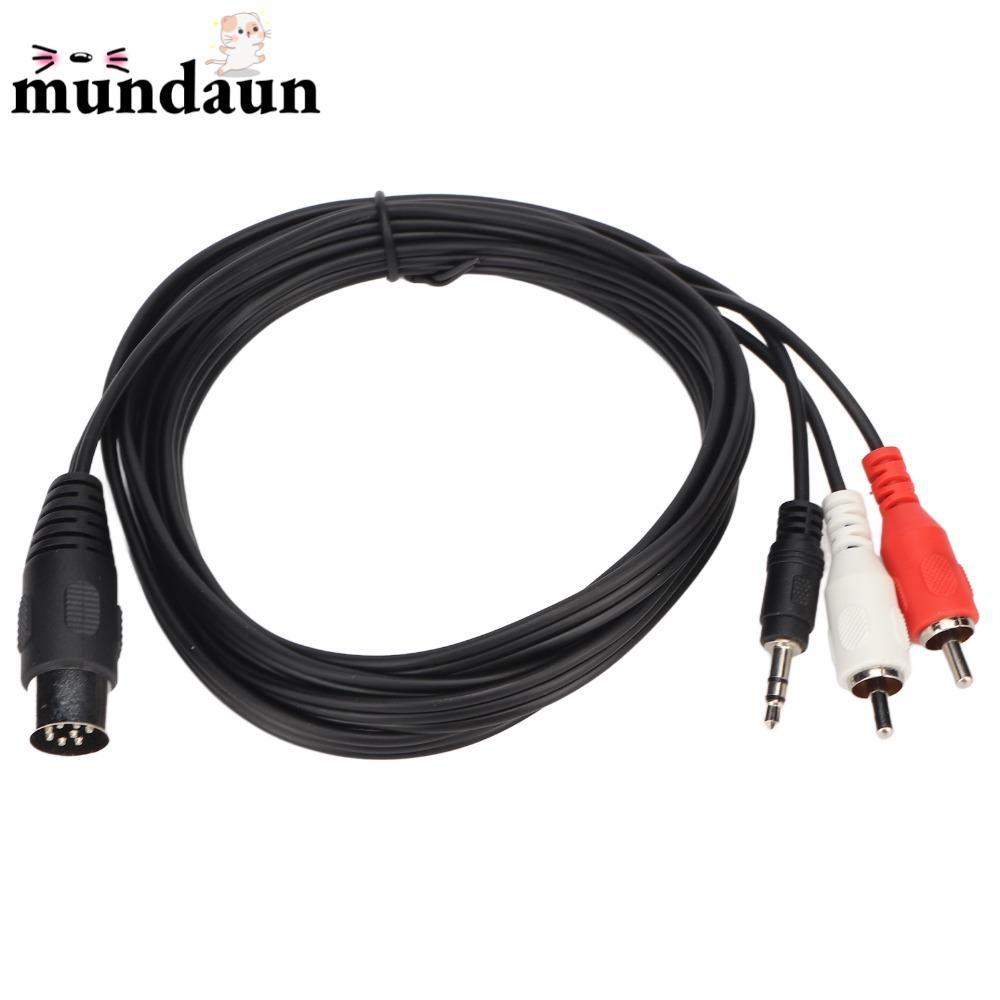 MUNDAUN DIN 8Pin Male Audio Lead, Male to Male Plug and Play DIN 8Pin to 3.5mm + 2RCA Cable, ป้องกัน
