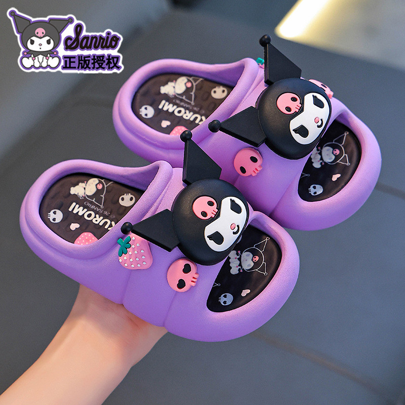 ฤดูร้อนเด็กรองเท้าแตะรองเท้าแตะชายหญิง Anti-slip Soft Sole Bath ผู้ปกครองเด็ก Kuromi เด็กรองเท้าแตะชายหาด