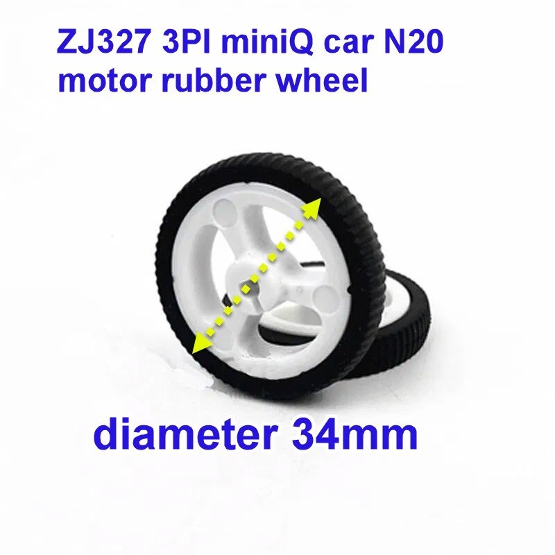ZJ327 3PI miniQ car N20 motor rubber wheel diameter 34mm Black/White