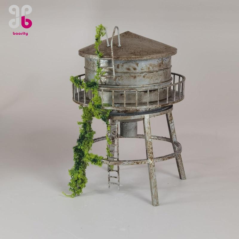 [Baosity] Mini Water Tower รุ่น 1/64 รุ่น Railwater ถังโครงสร้างเรซิ่นตกแต่ง Miniature เหมาะสําหรับ 