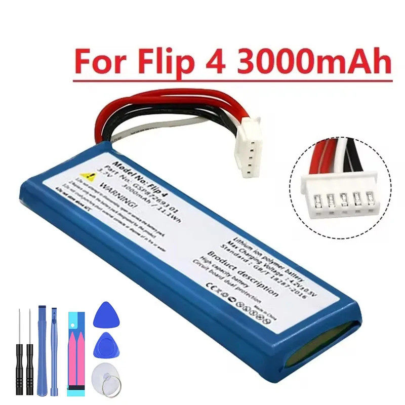 แบตเตอรี่ 3.7V 3000mAh สําหรับ JBL Flip 4 Flip4 แบตเตอรี่ชาร์จ GSP872693 01 สําหรับลําโพง JBL Flip 4