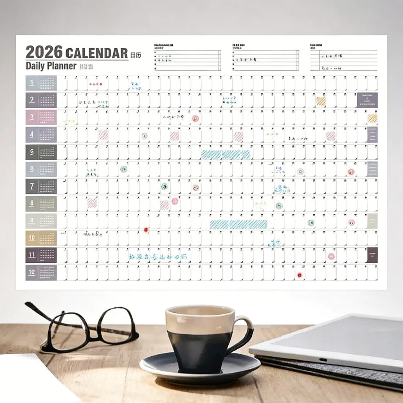 ปฏิทินปี 2026 ปฏิทินตารางช่องเล็กสำหรับปี 2026 แผนการและตารางวัน สามารถเขียนได้ ขนาดใหญ่