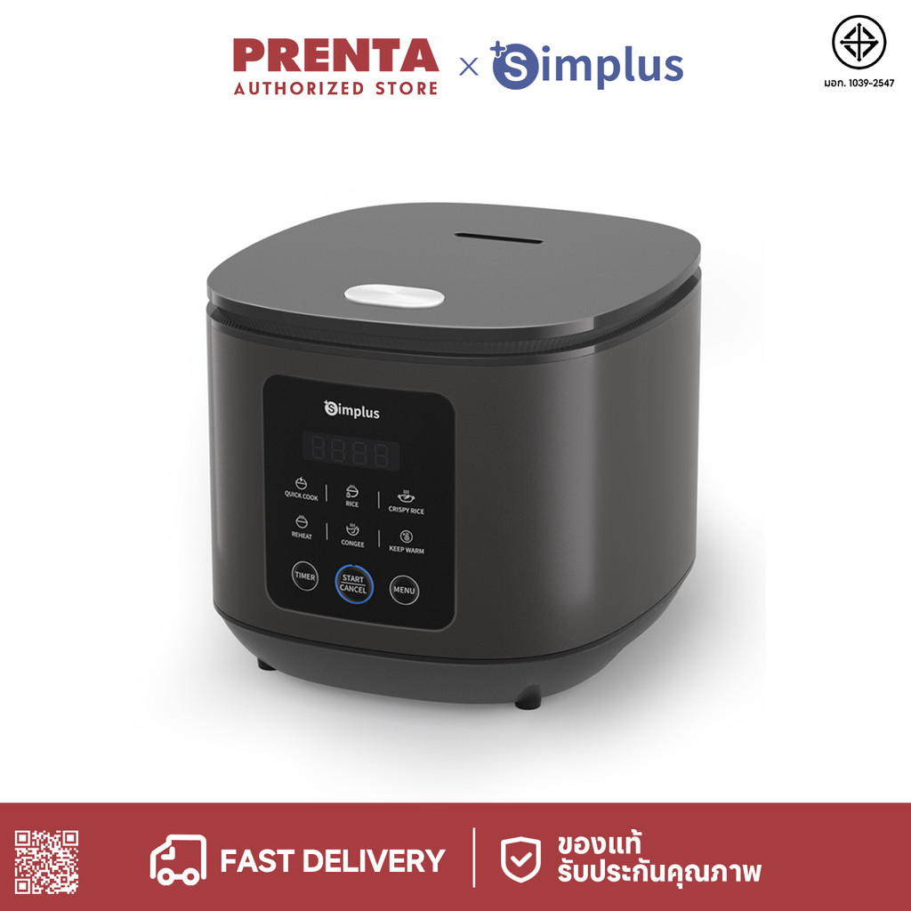 Simplus หม้อหุงข้าวสัมผัส 4L ตั้งเวลา 24 ชม. 6 เมนู ทำเค้ก/โยเกิร์ต ปลอด PFOA/PFOS รุ่น DFBA008