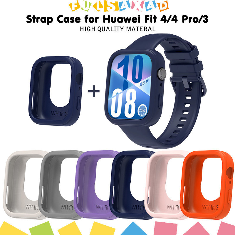 กรณีซิลิโคน สายนาฬิกาซิลิโคน for Huawei Watch Fit 4/4 Pro ฟิล์มป้องกันหน้าจอสมาร์ทนาฬิกาพร้อมฝาปิด for Huawei Fit 3