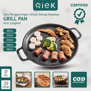 Qiek Grill Pan Anti Lengket Alat Panggangan BBQ Grill Pan Korean Wajan Pemanggang Serbaguna