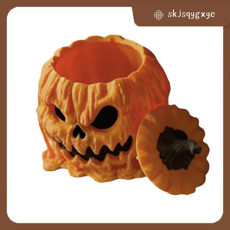 skjsqygxycResin Halloween Pumpkin Candy Bowl พร้อมฝาปิด, Pumpkin Candy Bowl, Halloween Resin Pumpkin