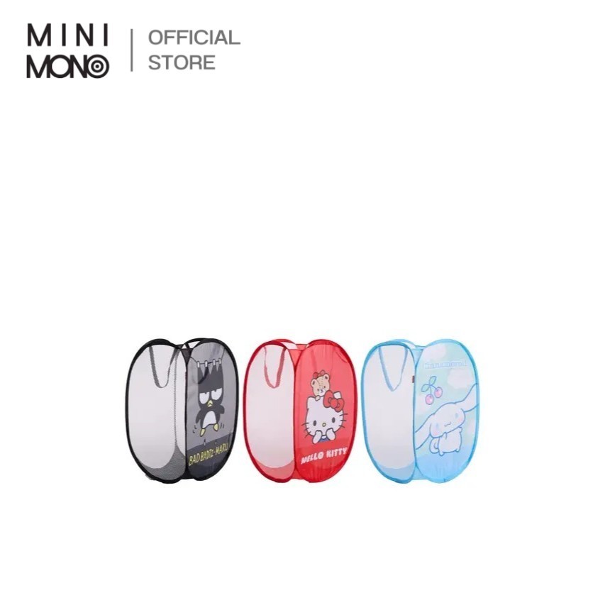 Mini Mono x Sanrio ตะกร้าผ้าพับได้ ลิขสิทธิ์แท้ 36x36x58 ซม. น้ำหนักเบา พับเก็บง่าย จัดระเบียบบ้าน