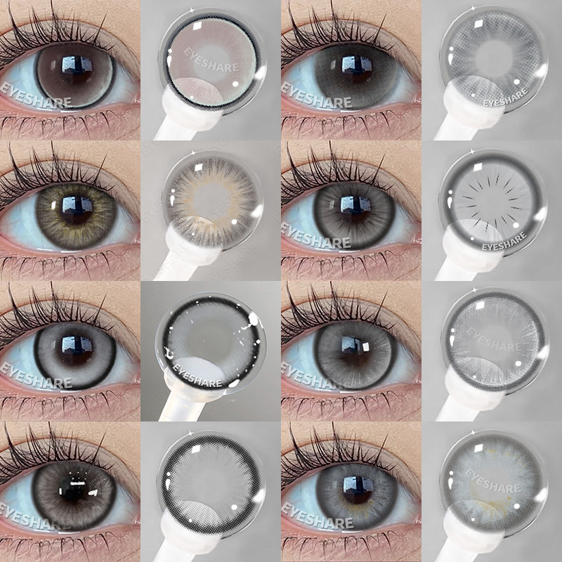 Funsachy คอนแทคเลนส์สีเทา DIA14.0-14.5mm คอนแทคเลนส์ธรรมชาติ ตาโต lens