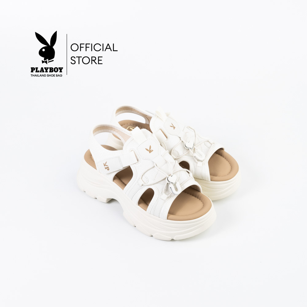 Playboy รุ่น Kady Slingback Sandals รองเท้าแตะรัดส้น รหัสST-H261C1244-WH ดีไซน์รัดส้นทรงส้นตึกสปอร์ต  สีMilkky