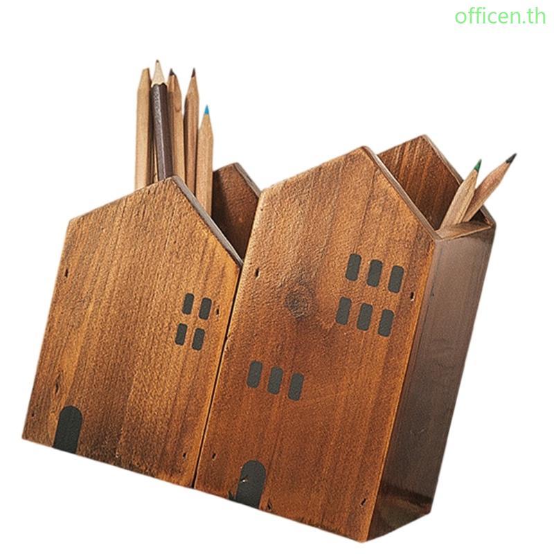 Cen Antique Finish Oaken Desk Planner Set หลายช่องสําหรับดินสอและวัสดุสํานักงาน