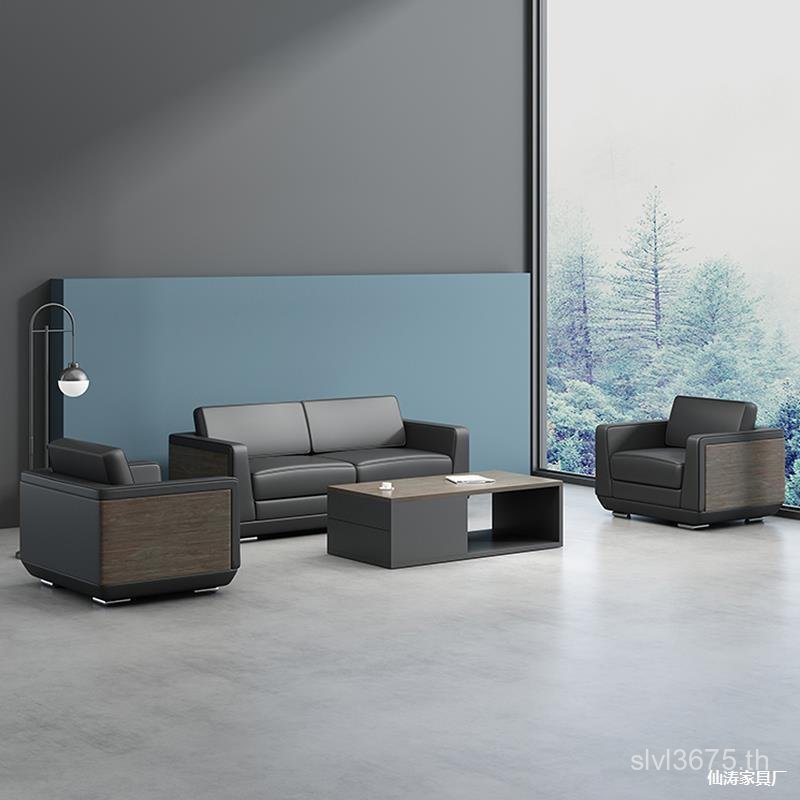 ธุรกิจรวมกันเดียวแผนกต้อนรับที่ทันสมัยโต๊ะกาแฟหนังเซี่ยงไฮ้โซฟาโซฟาสํานักงานศิลปะสํานักงานสามที่นั่ง