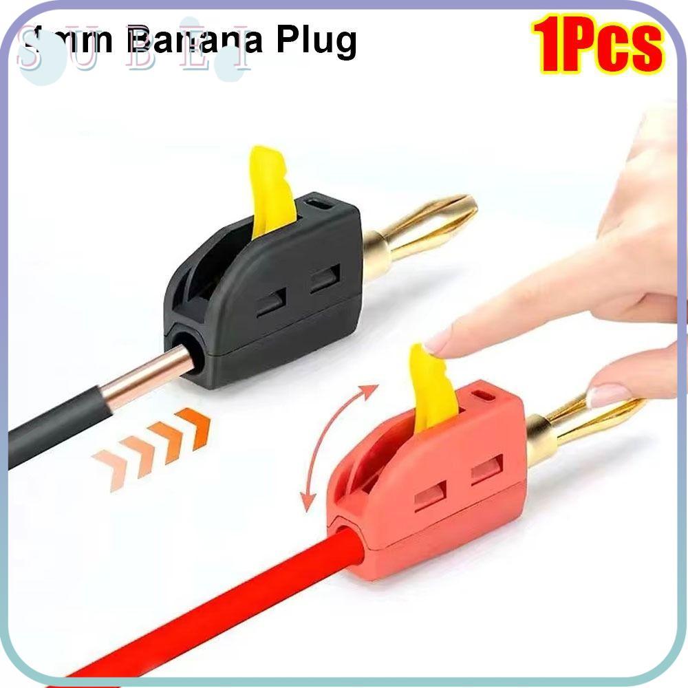 SUKAA 1 ชิ้น Quick Connect Banana Jack, High Current 32A Solderless Banana Plug, ทองเหลือง 4 มม.ขั้ว