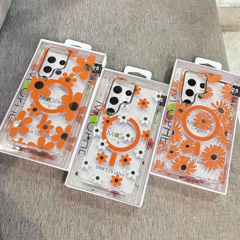 MOOPHE เคส ดอกไม้ เคส แม่เหล็ก ชาร์ได้ สำหรับ Samsung Galaxy S24 S25 ultra S25 FE S24ultra S25ultra 