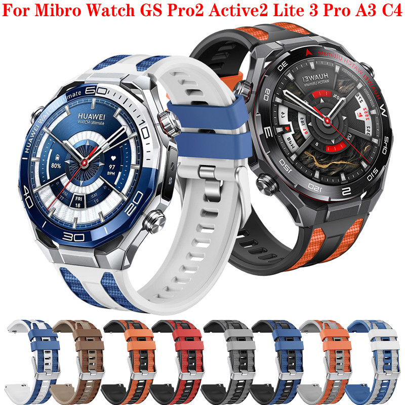 22mm กีฬาซิลิโคนสําหรับ Mibro นาฬิกา GS Pro2 Active2 Lite 3 Pro A1 A2 A3 X1 T2 C3 C4 T2 Lite3 Active 2 สายนาฬิกาสร้อยข้อมือสายรัดข้อมือ