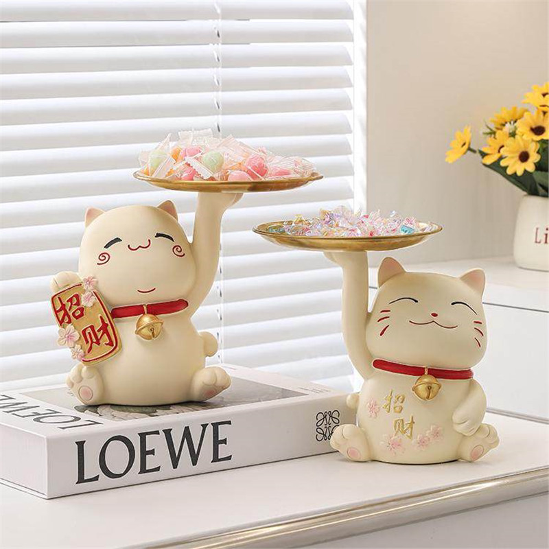 Lucky Cat Pack Candy Plate แผนกต้อนรับส่วนหน้า Wine Store Bar Snacks Fruit Plate Box Light Luxury Tr