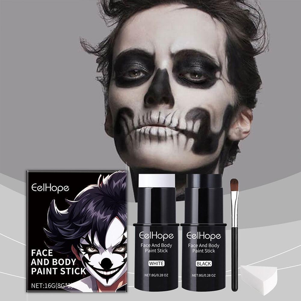 Eelhope ภาพวาดหน้าฮาโลวีน Stick Set Full Coverage Clown Foundation Stick สีสีสัน J3v4