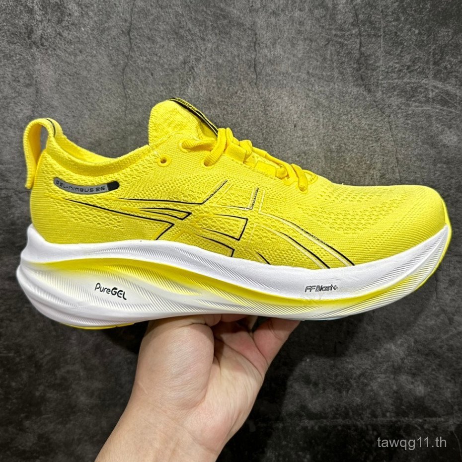 Asics Asics Gel-Nimbus 26 รองเท้าวิ่งผู้ชายผู้หญิงน้ําหนักเบา Gel-Nimbus 25 Air Cushion รองเท้าผ้าใบ