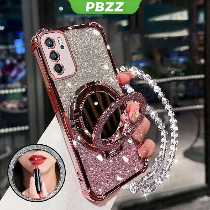 PBZZ FOR เคส [3 in 1] กรณีสำหรับ OPPO Reno 6 5กรัม OPPO A16 Reno 6Z 5กรัม ren6 Z 5กรัมโทรศัพท์ปลอก softcase ซิลิโคนกันกระแทกปกการออกแบบใหม่ความงามเชือกเส้นเล็กกระจกแต่งหน้าพร้อมตัวยึด sjsfhzj01 – โปรปัง