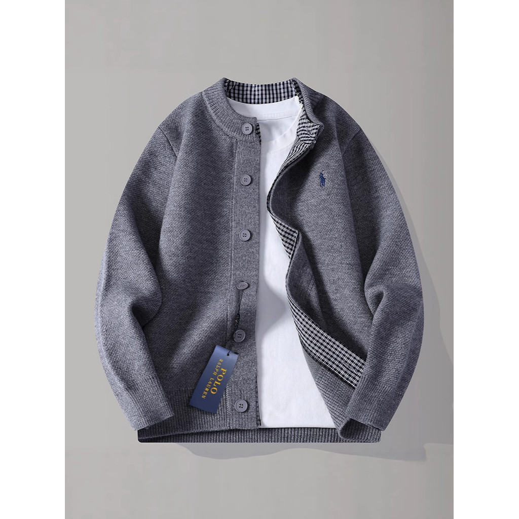 HM7D Ral***ren Full-zip solid color with pony embroidery logo Twisted Knit Sweater Cardigan Jacket f