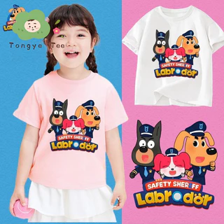 New [COD]XK2 พร้อมส่ง เสื้อยืดเด็ก นายอำเภอลาบราดอร์ Sheriff Labrador Kid‘T-shirt พิมพ์ลาย แขนสั้นท็อปส์ 88+ เสื้อผ้า