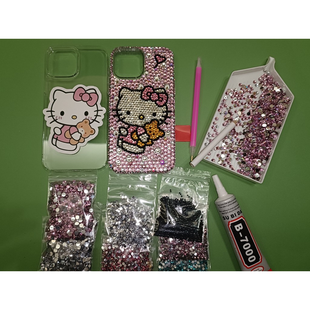เคส 425 เคส 425 ไอโฟน ขี้เกียจสไตล์เดียวกันการ์ตูนเต็มเพชรเคสโทรศัพท์ทําเองวัสดุแพคเกจหมีสีชมพูประเภ