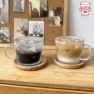 แก้วกระจกมีหูจับ 3 แบบ (ลายดอก/ลายริ้ว/ลายจุด) 400ml | แก้วกาแฟ นม ชาเย็น | สไตล์อินสตา