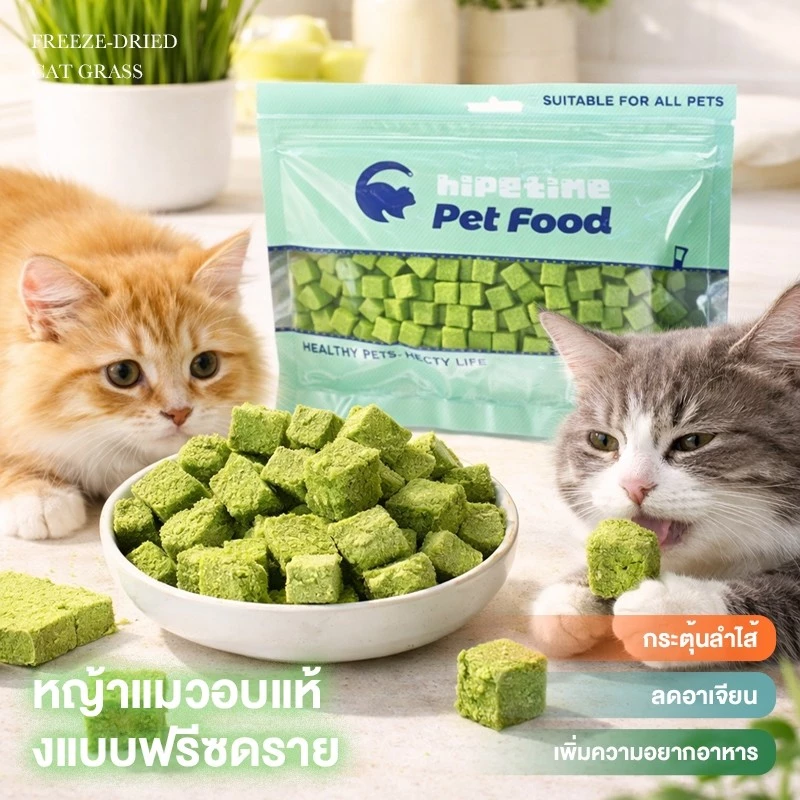 😺หญ้าแมวฟรีซดราย 100g ช่วยขับก้อนขน บำรุงระบบย่อย อาหารเสริมแมวธรรมชาติ