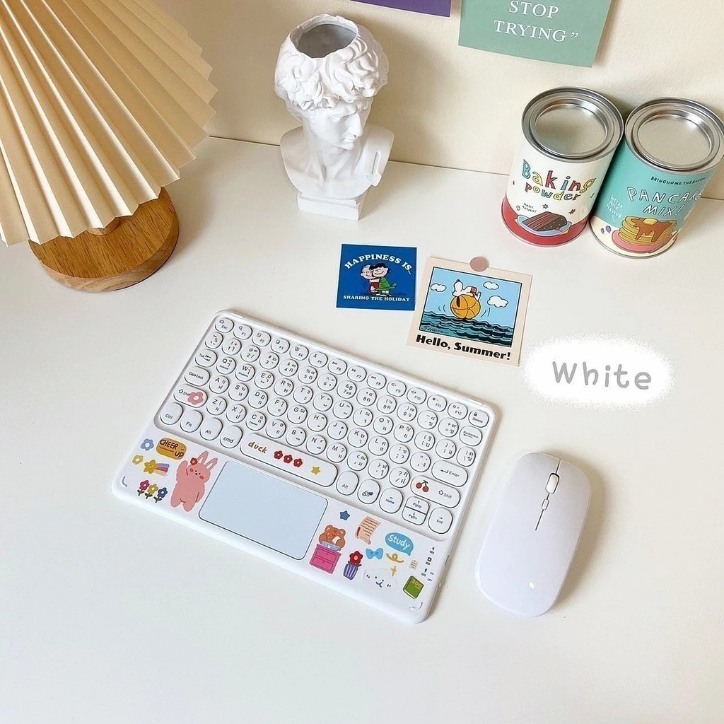 คีย์บอร์ดบลูทูธไร้สายพร้อมทัชแพด ไทย/อังกฤษ รองรับ IOS Redmi Huawei thumbnail 8