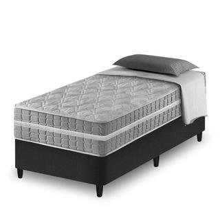 Cama Box Solteiro King Preto + Colchão Molas Ensacadas Zidi Alabama 96x203x61cm