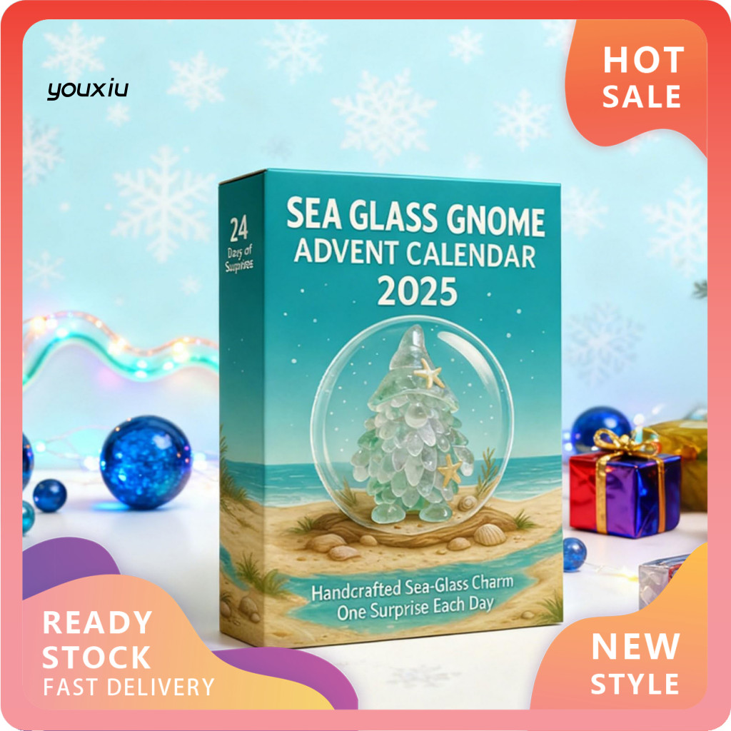 YX Sea Glass Gnome Advent ปฏิทิน Handmade Gnome เครื่องประดับ Seaglass Gnome Advent ปฏิทิน 24 วันคริ