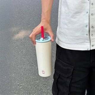 650ml แก้วสแตนเลสลายหมึกน้ำเงิน+หมาสุดคิวท์ เก็บความเย็น กันหก เหมาะสายแฟชั่น