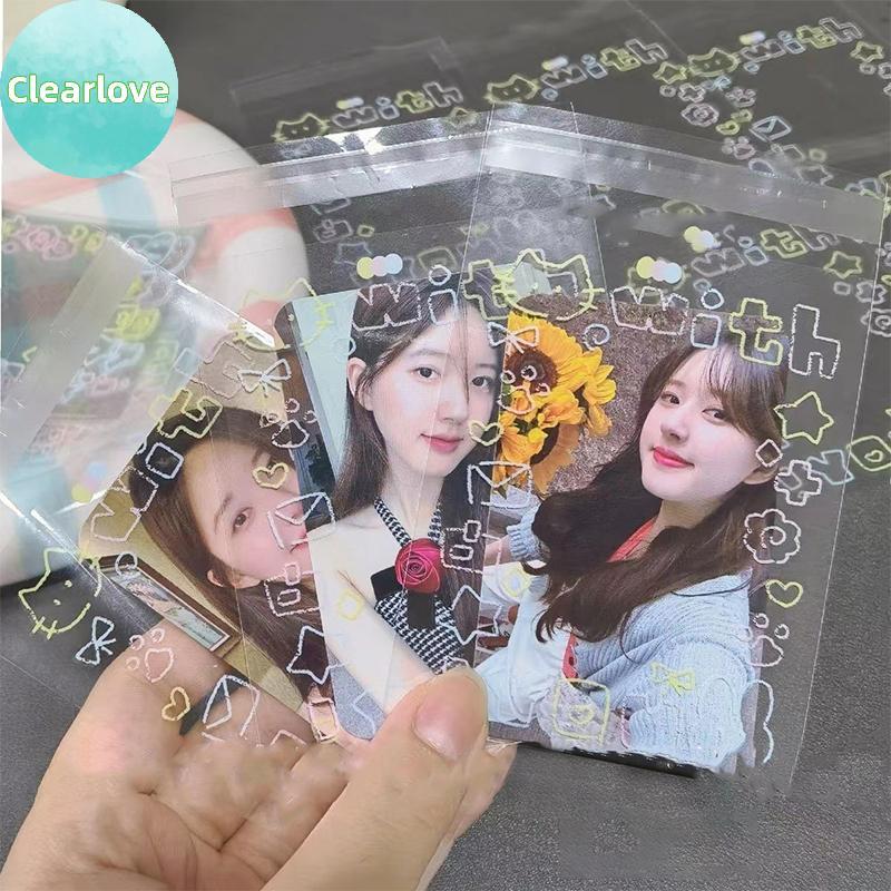Clearlove 100 ชิ้นการ์ตูน Graffiti ลูกแมว Self-Adhesive กระเป๋า Candy อาหาร Paaging การ์ดของขวัญกระเ