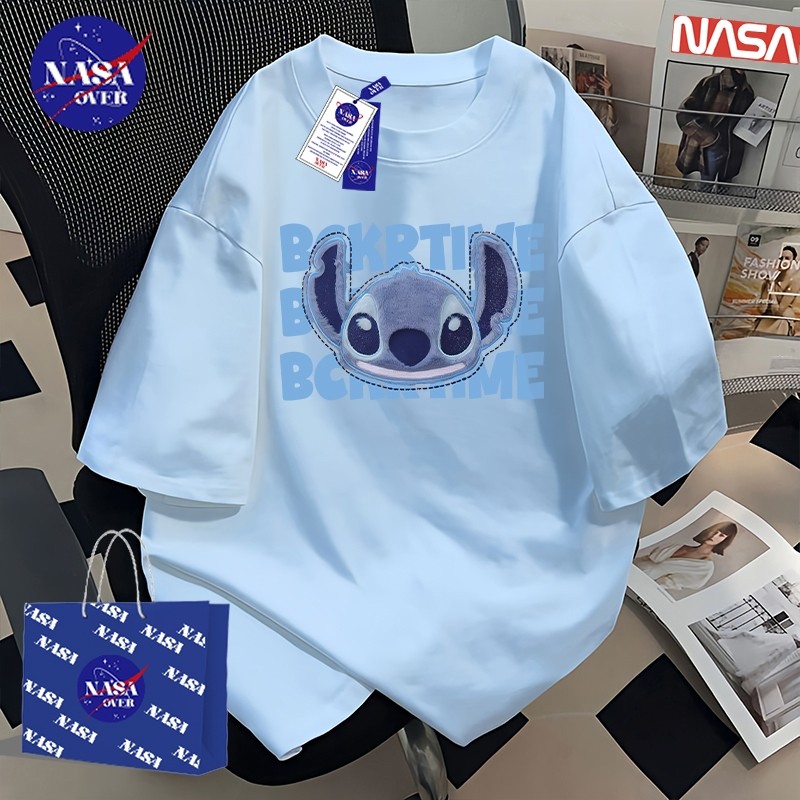 【จัดส่งตลอด 24 ชั่วโมง】🔥NASA ลายสติทช์ สไตล์ลำลอง คอกลม เสื้อผญ 🔵 oversize เสื้อ เสื่อยืด YG1563