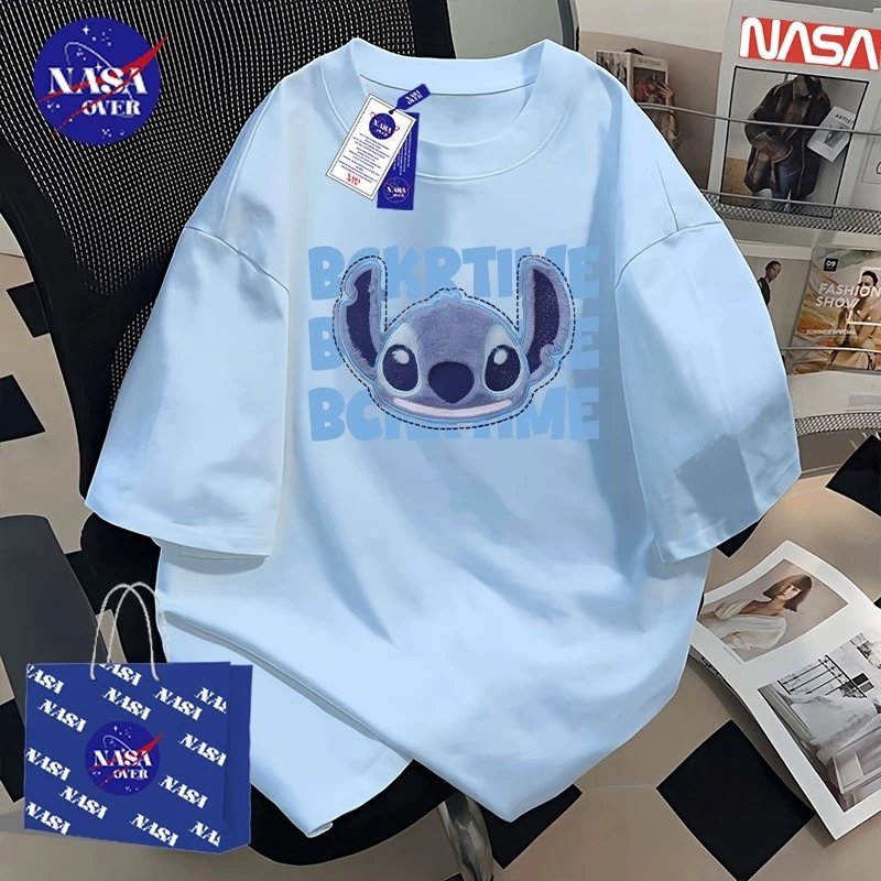 【จัดส่งตลอด 24 ชั่วโมง】🔥NASA ลายสติทช์ สไตล์ลำลอง คอกลม เสื้อผญ 🔵 oversize เสื้อ เสื่อยืด YG1563